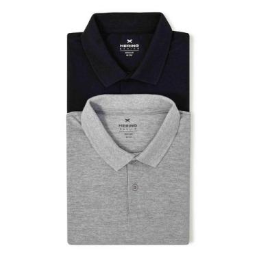 Imagem de Kit Com 2 Camisas Polo Básicas Masculinas Em Piquet - Hering, G, Preto