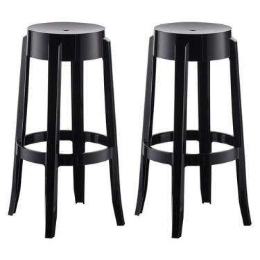 Imagem de Conjunto com 2 Banquetasde Plástico Shine Preto - UZ Utilidades