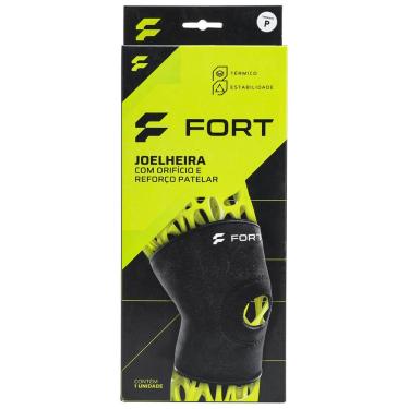 Imagem de Joelheira Fort Neoprene com Orificio e Reforço Patelar Preta-M