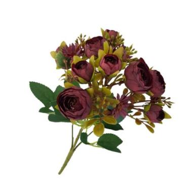 Imagem de Flor artificial buquê camélia e margarida - Carmella Presentes, 30cm