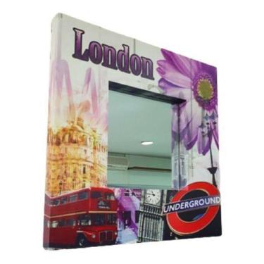 Imagem de Espelho Com Moldura Temática Londres Quarto Sala Hall 60x60 - Vacheron