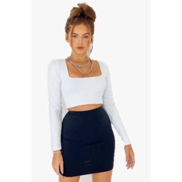 Imagem de Cropped Decote Quadradinho Manga Longa Em Tecido Suplex - Vinha Fashio