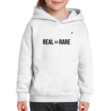 Imagem de Moletom Infantil Real is Rare - Foca na Moda, Branco, 14