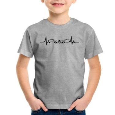 Imagem de Camiseta Infantil Batimentos Natação - Foca na Moda, Cinza, 2