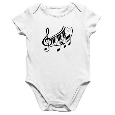 Imagem de Body Bebê Algodão Clave De Sol Teclas - Foca na Moda, Branco, P
