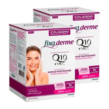 Imagem de Kit 2 Colágeno Hidrolisado Fixa Derme Q10 + Vit. C Sachê 15 Unidades c