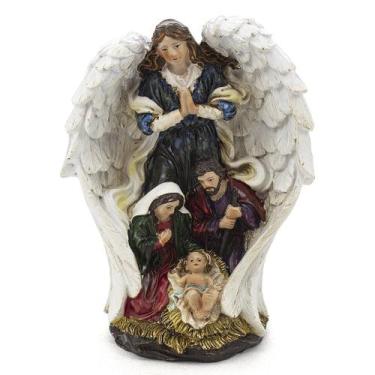 Imagem de Imagem Sagrada Família Anjo Asa Branca Importada Resina 13 cm - San Fr