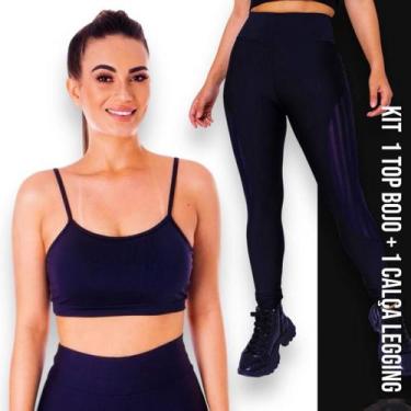 Imagem de Conjunto Top fitness ALÇA FINA bojo Feminino + Calça LEG LEGGING BOLSO