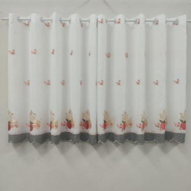 Imagem de Cortina Alto Padrão Bordada Voal De Cozinha Copa Luxo 2,50x1,20 - Salv