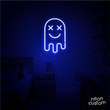 Imagem de luminaria letreiro Neon Led Fantasma 50x30 luminoso decoração p/ selfi