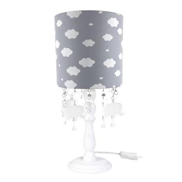 Imagem de Abajur Madeira Cristais Nuvens Elefante Quarto Bebê Infantil Menino Me