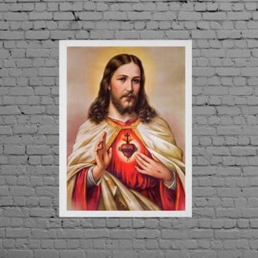 Imagem de Quadro Decorativo Sagrado Coração De Jesus 33x24cm - Quadros On-line, 