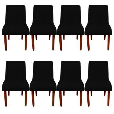 Imagem de Kit 08 Cadeiras Para Sala de Jantar Lizz Pés Palito Veludo Preto - D'C