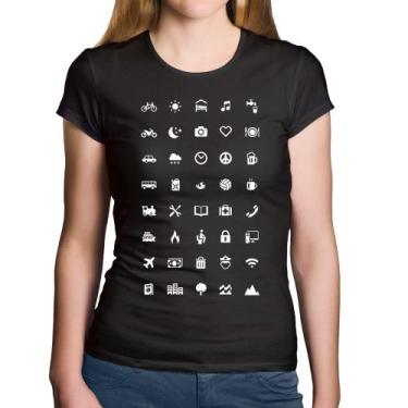 Imagem de Baby Look Algodão Viajante 40 Icones Turista - Foca na Moda, Preto, M
