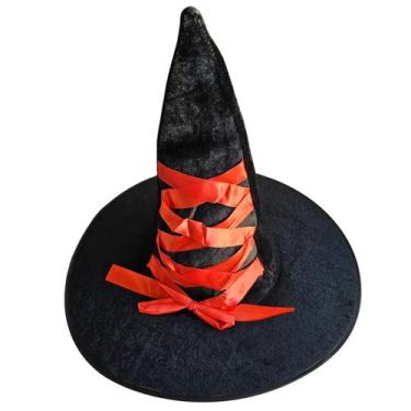 Imagem de Chapéu Bruxa preto com fitas festa das Halloween - Xiao, Vermelho