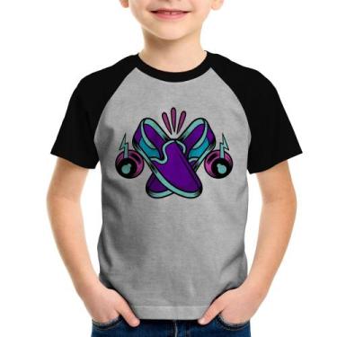 Imagem de Camiseta Raglan Infantil Walk The Talk - Foca na Moda, Cinza, Preto, 6