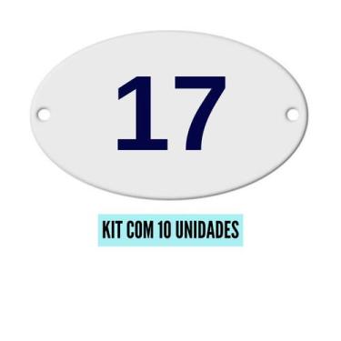 Imagem de Kit Com 10 Números Oval PVC  Numerador 1 ao 20 - Danti, Número 17 - 10