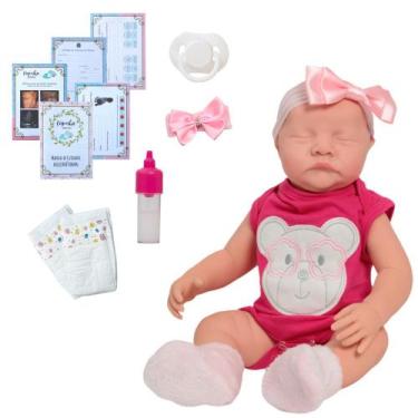 Imagem de Bebê Reborn Recém Nascida Articulada Linda Macacão de Urso - Cegonha R