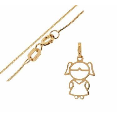 Imagem de Conjunto Cordão Veneziana 40cm+ Pingente Menina Ouro 18k 750 - DG Pres