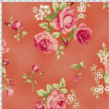 Imagem de Tecido Estampado para Patchwork - Millyta Four Seasons Rosas com Fundo
