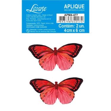 Imagem de Aplique de MDF e Papel - Coleção Red Rose - Borboletas - APM4-477 - Li