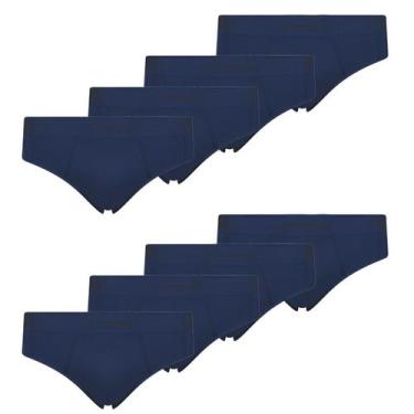Imagem de Kit 8 Cueca Selene Masculina Slip sem costura Microfibra, Azul, M