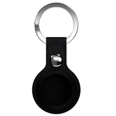 Imagem de Capa de Couro para FaafTag e Airtag Chaveiro para Malas Chaves Preto  