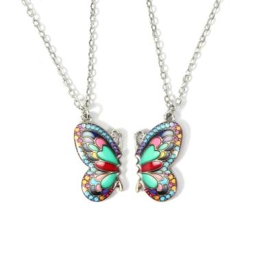 Imagem de Colares com pingente de borboleta para melhores amigos, conjunto de 2, Small, Metal, Sem Pedra Preciosa