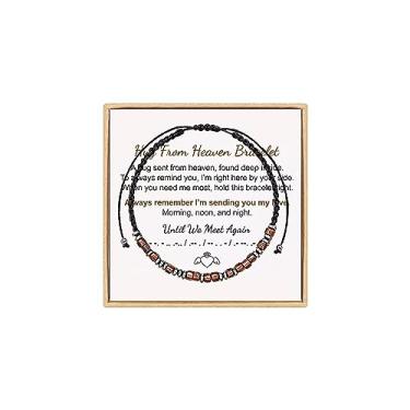Imagem de PENGION Pulseira Hug from Heaven Morse Code, Pulseira Inspiradora Código Morse para Homens e Mulheres, Pulseira Until We Meet Again Código Morse com Contas de Hematita Pretas, Pulseira de Pedra Olho de Tigre, 10 inches, Policarbonato, não
