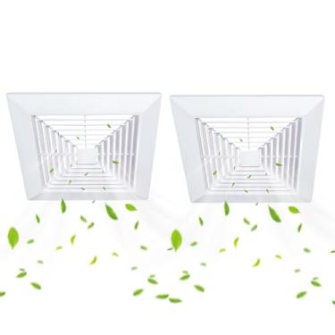Imagem de Flowild 2 peças de capa de exaustor de banheiro 12x12 com molas - grade de substituição para exaustores quadrados de teto ou parede, capa de ventilador de banheiro, desviador de ar e difusor de ar de