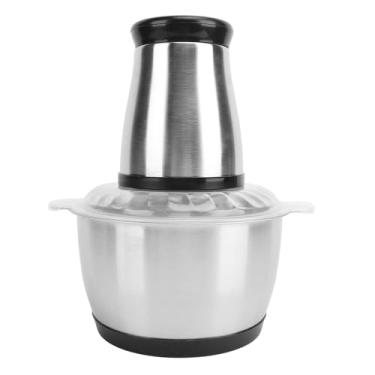 Imagem de Processador de alimentos, Moedor de carne elétrico e picador de alimentos versátil de aço inoxidável de 2L, Picador de legumes elétrico de cozinha com motor de cobre de 200W
