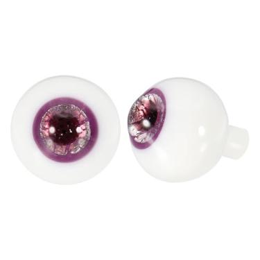 Imagem de YOKIVE 1 par de globos oculares de 14 mm para artesanato, olhos redondos realistas de vidro, feitos à mão, para boneca, festa de Halloween, máscara de terror, decoração DIY (roxo brilhante)