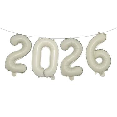 Imagem de 16 Inch 2026 Balloons Number 2026 Foil Balloons for New Years Eve Party Supplies Anniversary Party Graduation Decorations Home Office Decoration (2026 Cream)