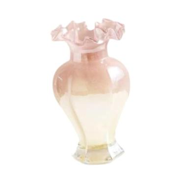 Imagem de Ｂｅｓｇａ Vaso de vidro para flores, ornamentos decorativos para vasos, vaso de mesa minimalista, vaso hidropônico para plantas para inauguração de casa, Rosa Amarelo Claro