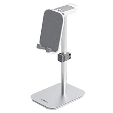 Imagem de Suporte de Tablet/Celular de Altura Atualizado COOSKIN, Suporte de Liga de Alumínio Compatível com Kindle, Leitor de Livro dentro de 11 polegadas, Suporte de Fone de Ouvido para Desktop Base de Berço, Prata/Preto, Prata