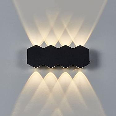 Imagem de Luminária de parede externa retangular minimalista moderna, resistente, preta, com caixa de alumínio, à prova d'água, à prova de ferrugem e poeira, iluminação externa para a porta da frente