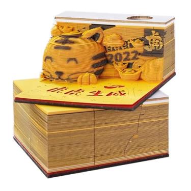 Imagem de Calendário 3D 2025 Tiger, calendário de peça de tempo 2025, notas adesivas 3D, calendário de arte, presente de entalhe em papel, para escola, escritório em casa (Tiger)