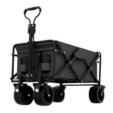 Imagem de carroça Carrinho de vagão com rodas, vagão utilitário dobrável para mercearia com saco de pano de armazenamento, carrinho de praia para transporte de cargas dobrável