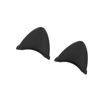 Imagem de INFINAUTO 2 peças de acessórios de decoração de capacete estilo orelhas de gato autoadesivo universal capa de capacete adesivo para motocicleta bicicleta scooter preto TPU design elegante