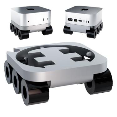 Imagem de ET Dodoforest Base para Mac Mini M4 2024, base de suporte para monitor de dissipação de calor impressa em 3D, suporte vertical de base para computador em forma de Mars Rover - Preto