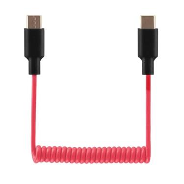 Imagem de JCMOYUTY Cabo adaptador de áudio SC16 SC22 USB C para USB C para Rode Wireless GO II, ME, Pro, cabo auxiliar micro enrolado compatível com iPhone 16 15, McBook, PC, laptop, telefones Samsung - 500 mm