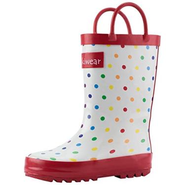 Imagem de OAKI Botas de chuva infantis - Botas de chuva infantis perfeitas para qualquer clima - Botas de chuva de borracha durável para bebês mantêm os pezinhos secos, leves à prova d'água com alça fácil de