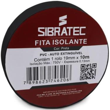 Imagem de Fita isolante Preta 19mm x 10 metros Classe C Sibratec
