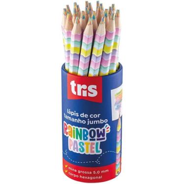 Imagem de Lápis De Cor Jumbo Rainbow Mina Multicor Pastel Tris Pote C/ 24