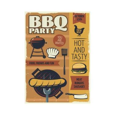 Imagem de Placa Decorativa Churrasco BBQ Party Food, Friends and Fun - Império d