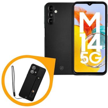 Imagem de Kit Capa Silicon Veloz para Samsung Galaxy M14 + Ring Socket + Cordão - Preto - Gshield