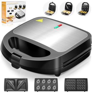 Imagem de Huralay Sanduicheira 3 EM 1, 750W, Preta, Multifuncional, Removível, 110v