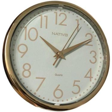 Imagem de Relogio De Parede Rose Gold e Branco - 95397 - Nativo