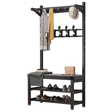 Imagem de Rack de roupas requintado nórdico para armazenamento de sapatos, banco de armazenamento de casaco de entrada multifuncional, banco criativo para troca de sapatos, para quarto de casa