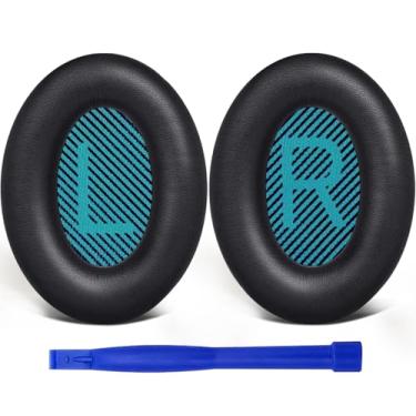 Imagem de SoloWIT Almofadas de substituição para Bose fones de ouvido, para Bose QuietComfort 15 QC15 QC25 QC2 QC35/Ae2 Ae2i Ae2w/SoundTrue & SoundLink Around-Ear & Around-Ear II-Couro de Proteína Preto